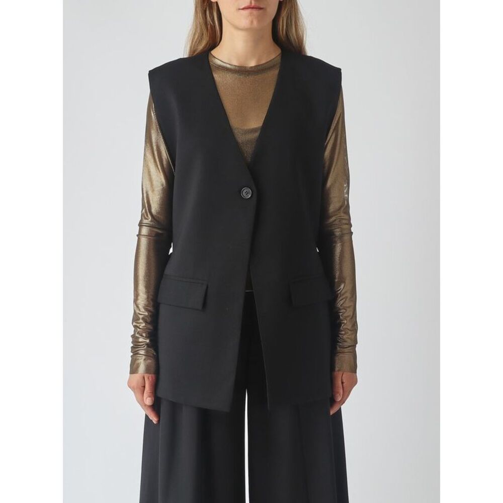 Meimeij Women Meimeij Single-Breasted Wool Blend Tailored Waistcoat With V-Neck